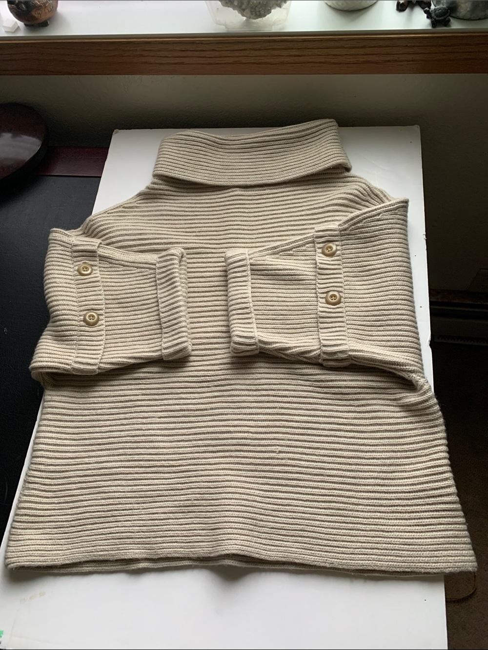 Ann Taylor Merino Wool Cashmere Blend Ribbed Cowl Neck Sweater M - Picture 3 of 14